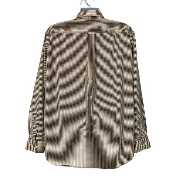 Nautica Men's Top Button Up Long Sleeve Shirt Yellow Blue Striped Pocket XL - Picture 4 of 11